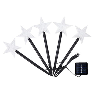 Set 5 Lampi solare LED de exterior Tip Stea pentru gradina Flippy, 35.5 cm, Alb Cald-0