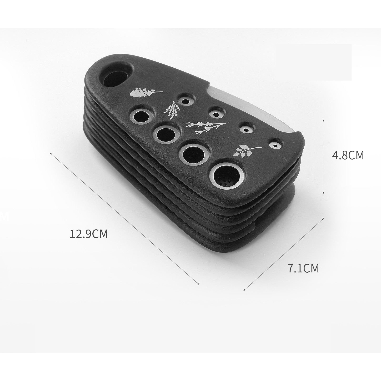 Set 6 in 1 mini ustensile bucatarie Flippy, taietor pizza, cutit, curatator, razatoare, desfacator, presa usturoi, manere din ABS, lame ascutite din otel inoxidabil, 7.1 x 12.9 x 4.8 cm, negru-1