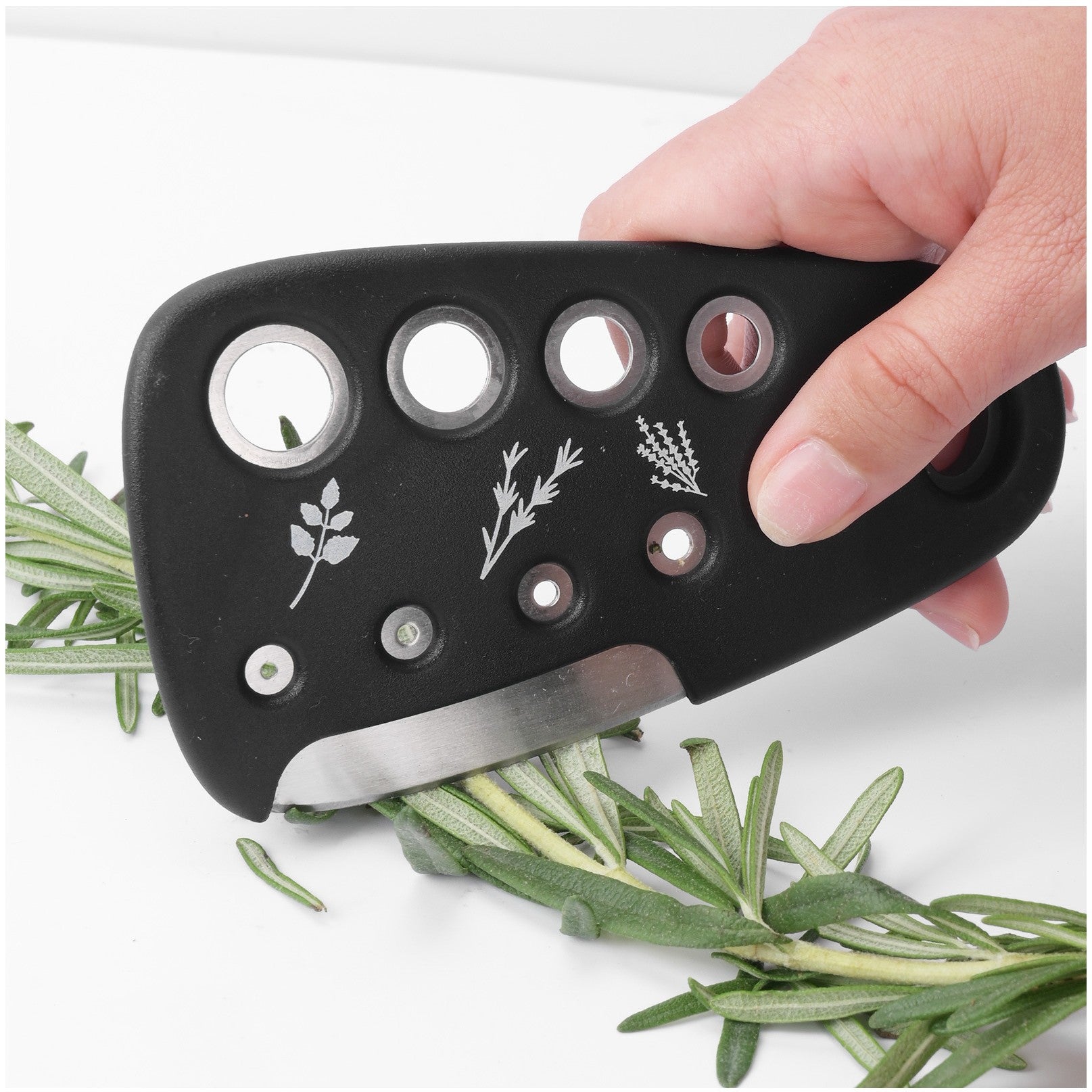 Set 6 in 1 mini ustensile bucatarie Flippy, taietor pizza, cutit, curatator, razatoare, desfacator, presa usturoi, manere din ABS, lame ascutite din otel inoxidabil, 7.1 x 12.9 x 4.8 cm, negru-10