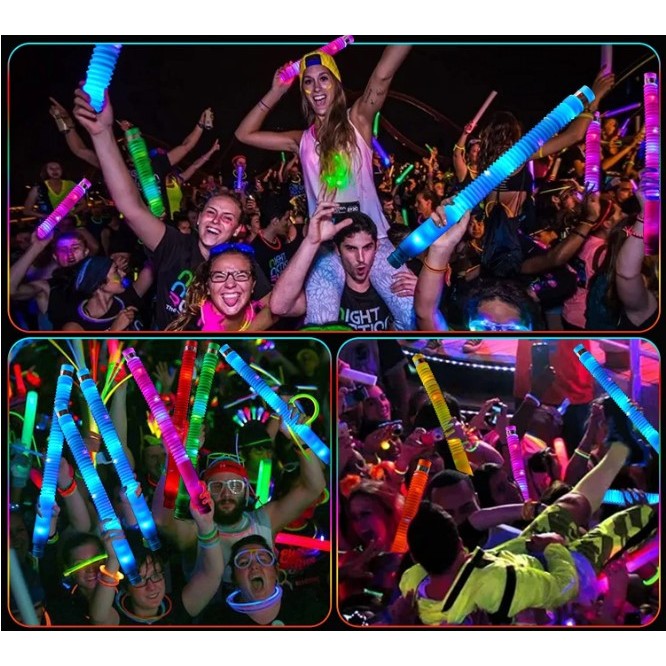 Set 6 Tuburi Antistres, Flippy, cu Lumina LED, Fidget Pop Tube, multicolor-4