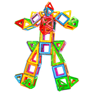 Set 60 Piese Magnetice de Constructie, Flippy, Piese Mari, Magnetic Blocks, Forme Geometrice, 3 Ani, ABS, Magnet, 22 x 17.2 x 8.5 cm, Multicolor-0