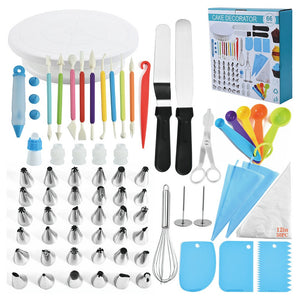 Set 66 Piese Ustensile pentru Ornare Prajituri, Flippy, din Plastic si Otel Inoxidabil, Multicolor-0
