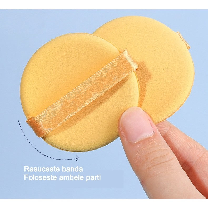 Set 7 Bureti de Machiaj Flippy, Reutilizabili, Utilizare Umeda sau Uscata, Powder Puff, 5.5 x 5.5 x 0.9 cm, Multicolor-8