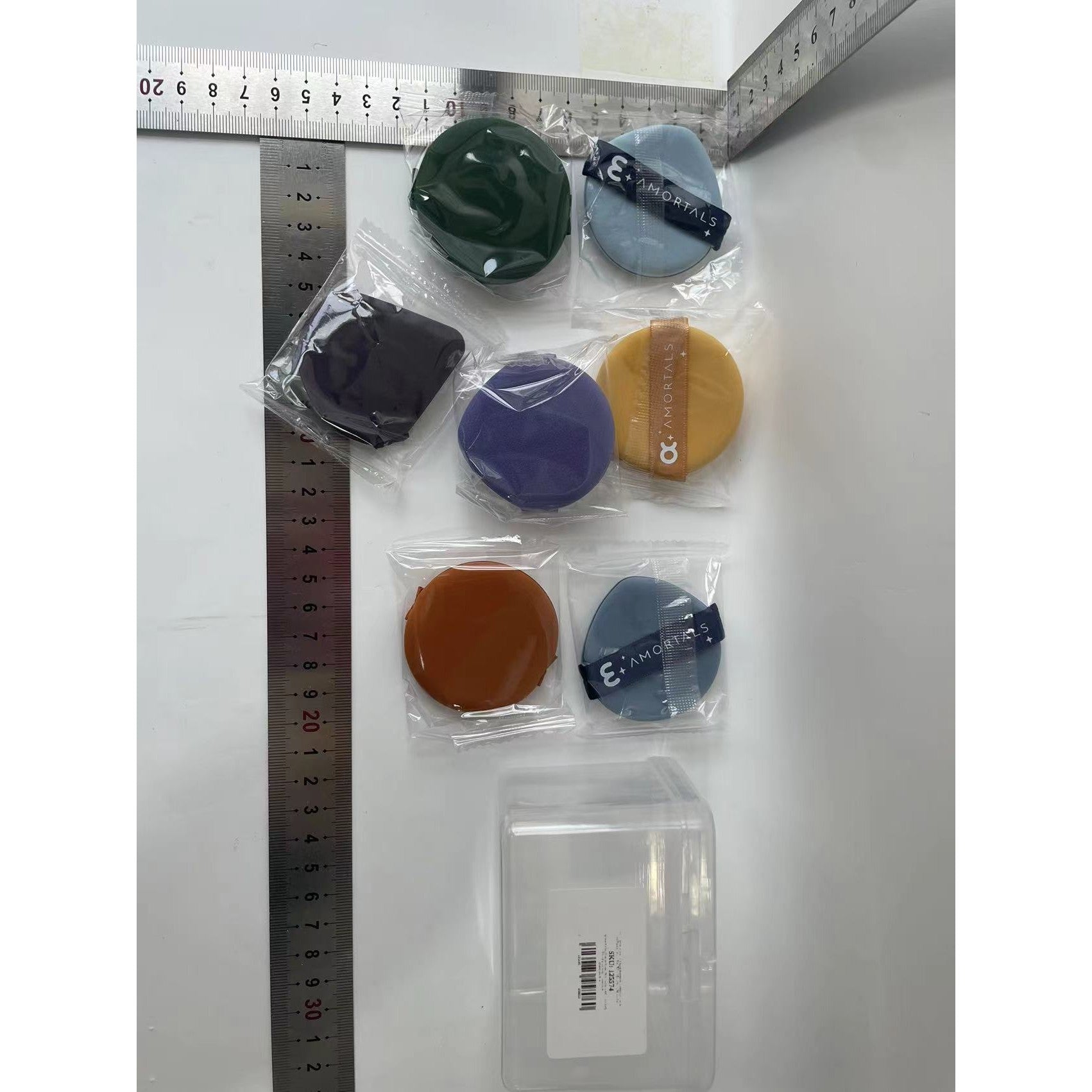 Set 7 Bureti de Machiaj Flippy, Reutilizabili, Utilizare Umeda sau Uscata, Powder Puff, 5.5 x 5.5 x 0.9 cm, Multicolor-16