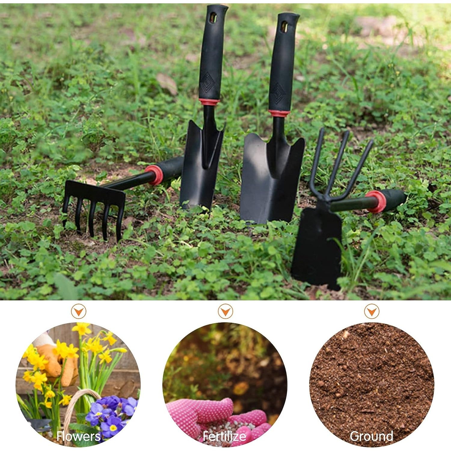 Set 7 Unelte de Gradina Flippy, pentru Plantare Prelucrare Sol si Ingrijire Plante, Material PVC si cardboard, 31.5 x 8 cm, negru-6