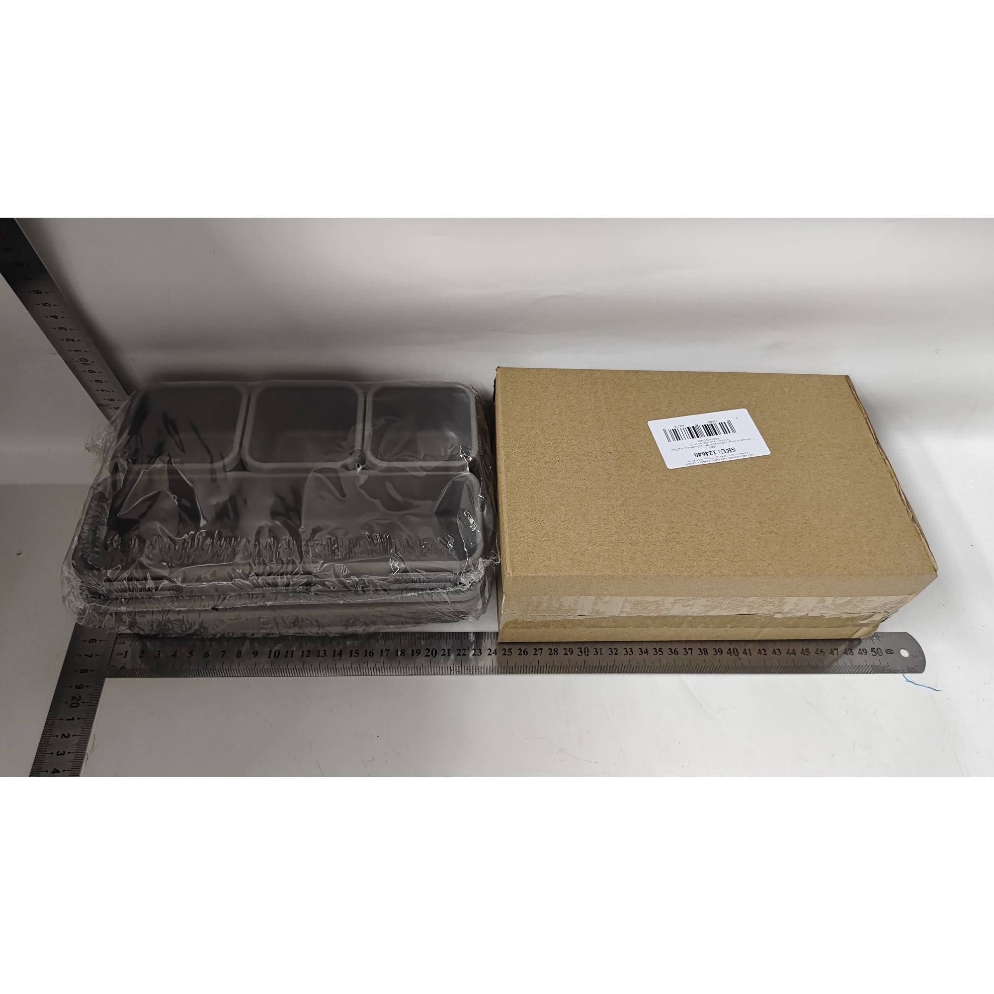 Set 8 cutii depozitare, pentru sertar, cosmetice, ustensile bucatarie, textile, plastic, gri, Flippy, 23.5 x 16 cm-8