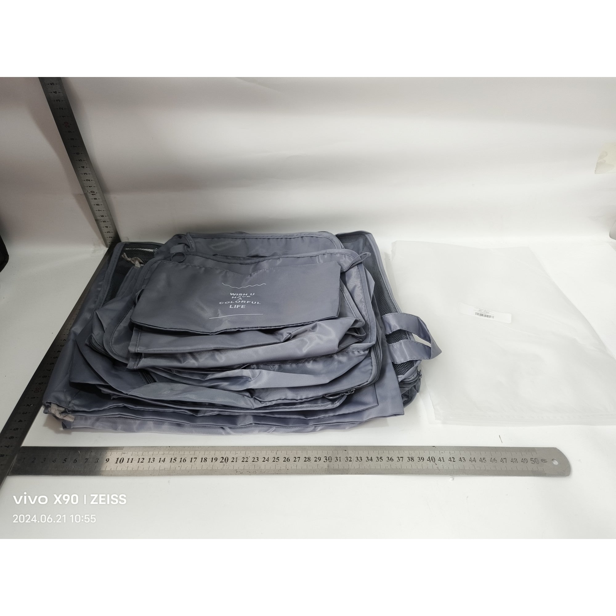 Set 8 huse organizare bagaj Flippy, material poliester, impermeabil, cu fermoar, pentru calatorii sau dulap, sac pentru pantofi inclus, pliabil, gri-5