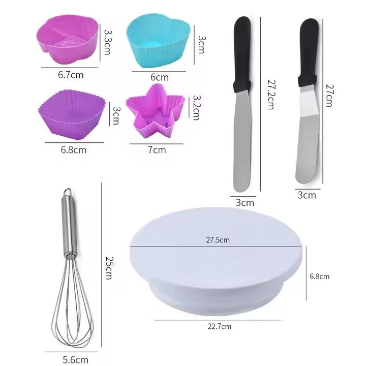 Set 80 Piese Ustensile pentru Ornare Prajituri, Flippy, din Plastic si Otel Inoxidabil, Forme Briose, Multicolor-1