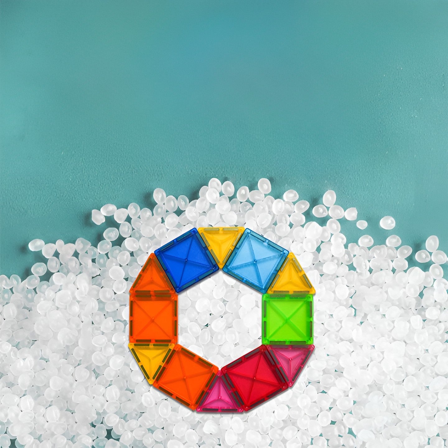 Set 88 Piese Magnetice de Constructie, Flippy, Piese 5.5 cm, Magnetic Tiles, Forme Geometrice, 3 Ani, ABS, Magnet, 27.5 x 21.5 x 17 cm, Multicolor-3
