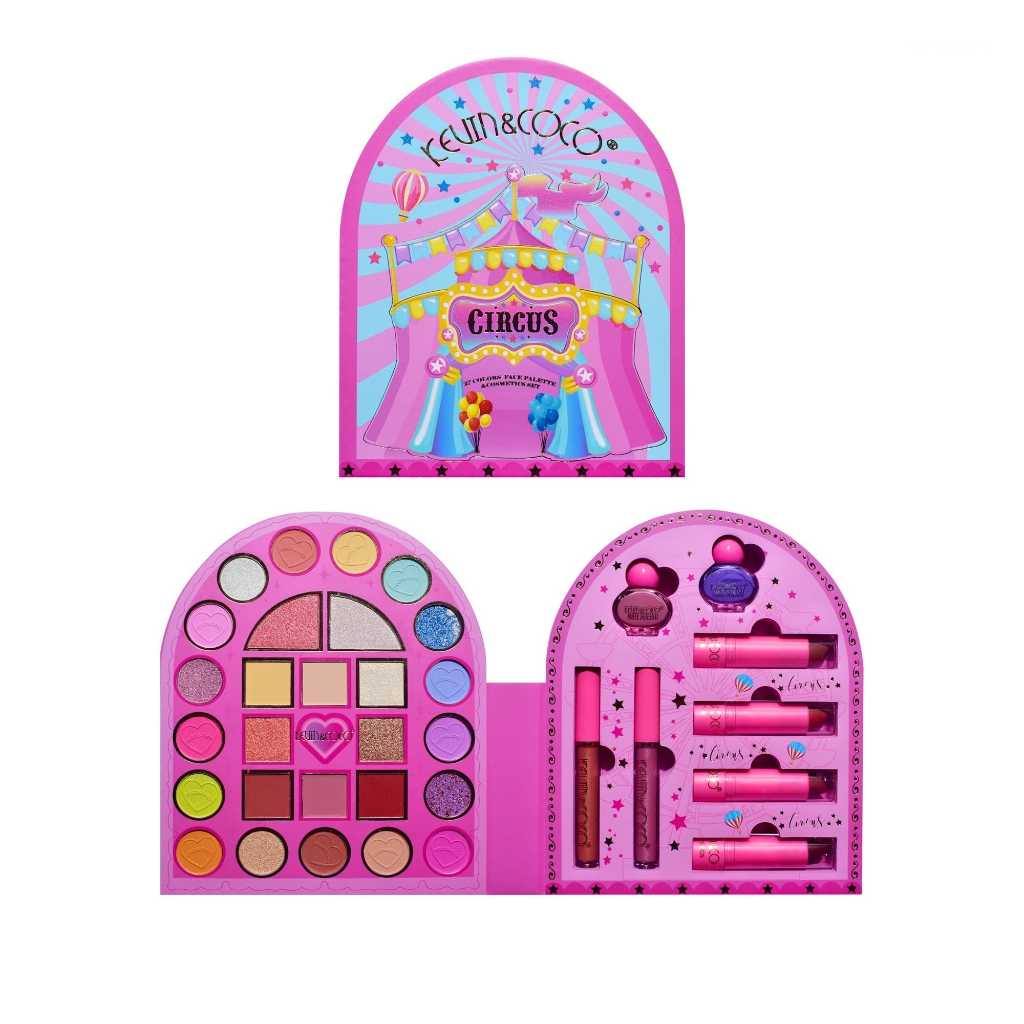 Set 9 Produse de Machiaj, KEVIN & COCO, Arch Circus, 27 culori, 17 x 22.5 x 3.3 cm-9