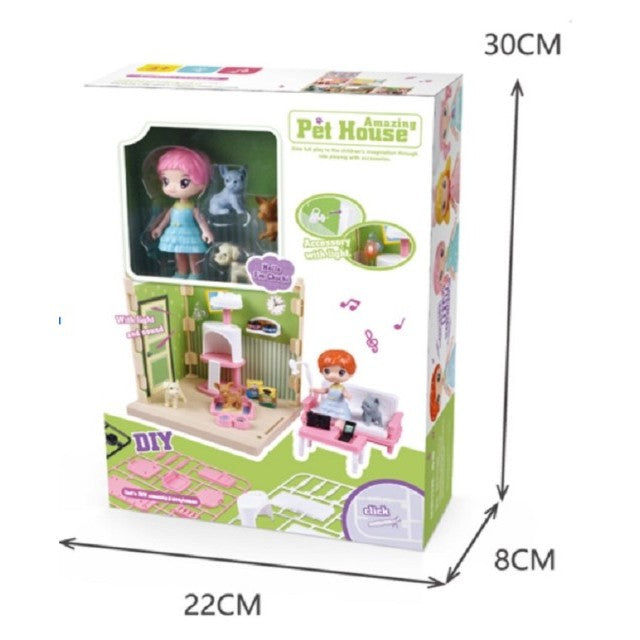 Set adapost pentru animalute Flippy, casa de papusi cu mobilier si ustensile, activitati distractive-2