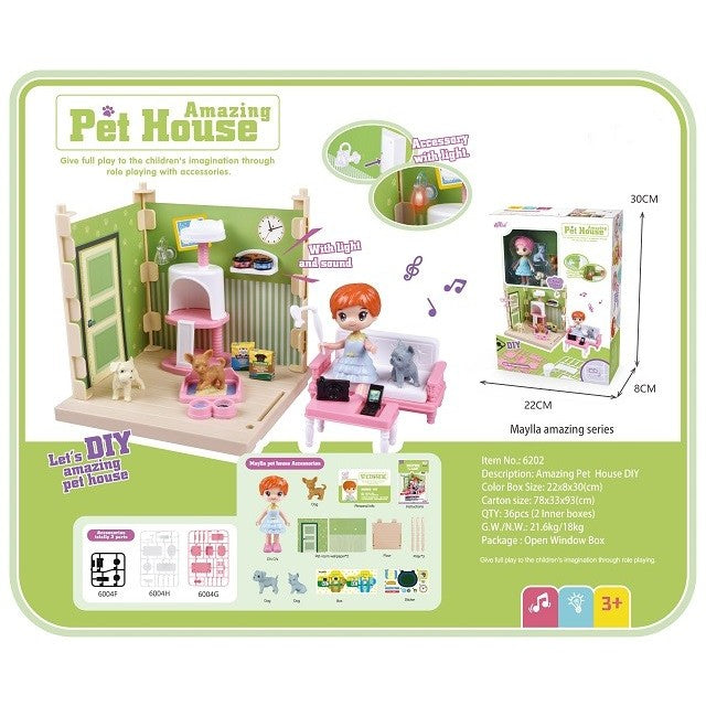 Set adapost pentru animalute Flippy, casa de papusi cu mobilier si ustensile, activitati distractive-4