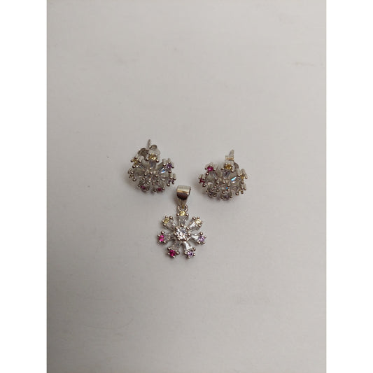 Set Argint 925 Floare cu Margini Colorate, Jolie Silver, 4.4g, 1.5 cm x 1.7 cm-1