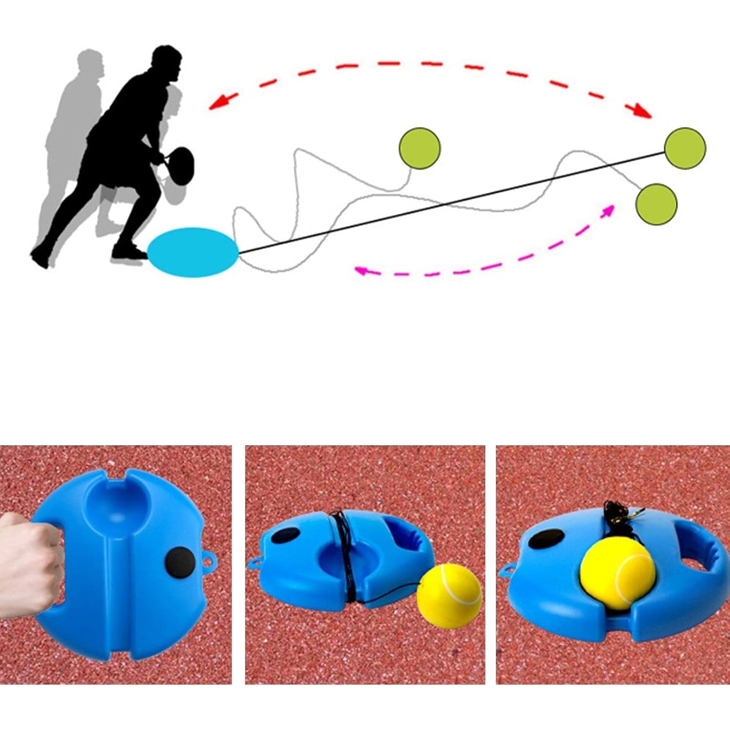 Set Badminton pentru Copii, Flippy, Doua Palete, Fluturas, 2 Mingi, Minge cu Elastic pentru Antrenament, Suport de Prindere Stabil, 41x23 cm, Albastru Portocaliu-1