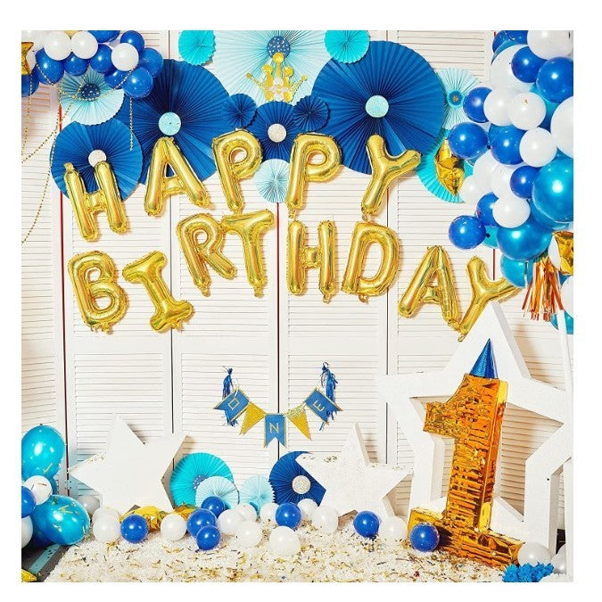 Set baloane folie Flippy, Happy Birthday, 40 cm, auriu-1