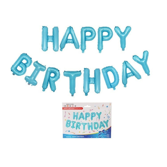 Set baloane folie Flippy, Happy Birthday, 40 cm, baby blue-1