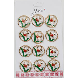 Set 12 Brose Martisor Primavara Ghiocel cu Buburuza in Cerc-0