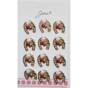 Set 12 Brose Martisor Primavara Potcoava cu Buburuza si Ghiocel-0