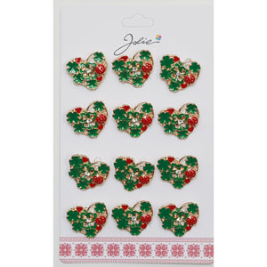 Set 12 Brose Martisor Primavara Inima Impodobita cu Trifoi si Buburuza-0