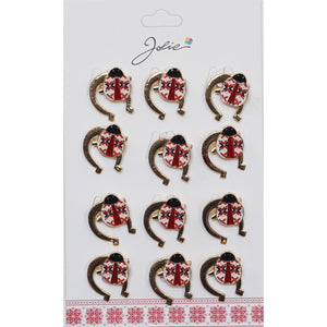 Set 12 Brose Martisor Primavara Buburuza cu Motiv Traditional in Potcoava-0