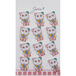 Set 12 Brose Martisor Urs Panda cu Floare Multicolora-0