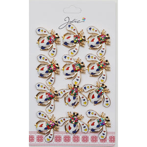 Set 12 Brose Martisor Primavara Albina Alba cu Inimi Colorate-0