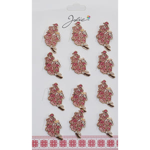 Set 12 Brose Martisor Buchet de Flori Roz-0