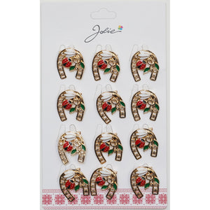 Set 12 Brose Martisor Primavara Potcoava cu Ghiocel si Buburuza-0