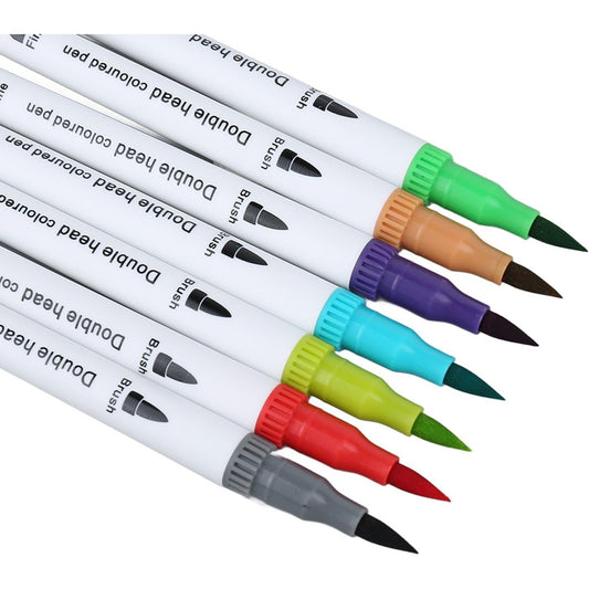 Set Carioci pe Baza de Apa, Flippy, 2 in 1, pentru Pictura, Caligrafie, 72 Culori, Penar Negru, Corp Carioca Alb, 24.5 x 18.5 x 5 cm, Multicolor-1