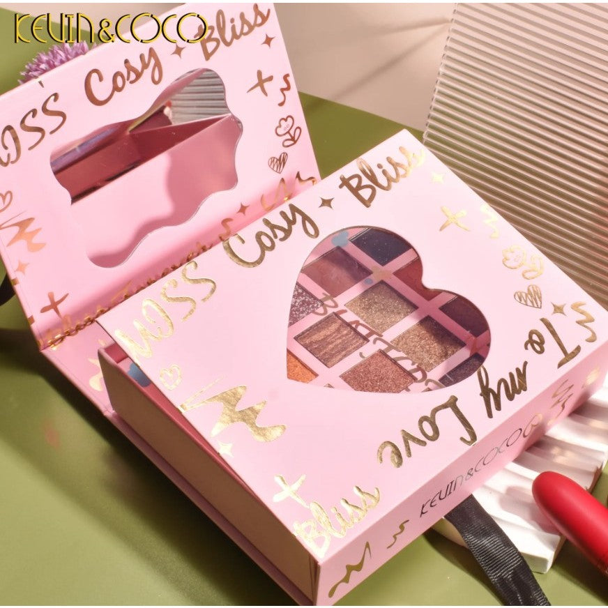 Set cosmetice Kevin&Coco, 4 Lip gloss, paleta farduri 40 culori nuante nude / rose, cutie cadou, Fara Sulfati, Pudra Compacta, Clasic, 17 x 14 x 5 cm, multicolor-4