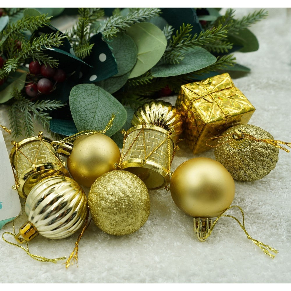 Set de 20 ornamente de brad, Flippy, de tip Glob, Auriu, din polistiren, cu finisaj sclipitor , cutie 4 cm adancime x 20 cm lungime x 16 cm inaltime-6