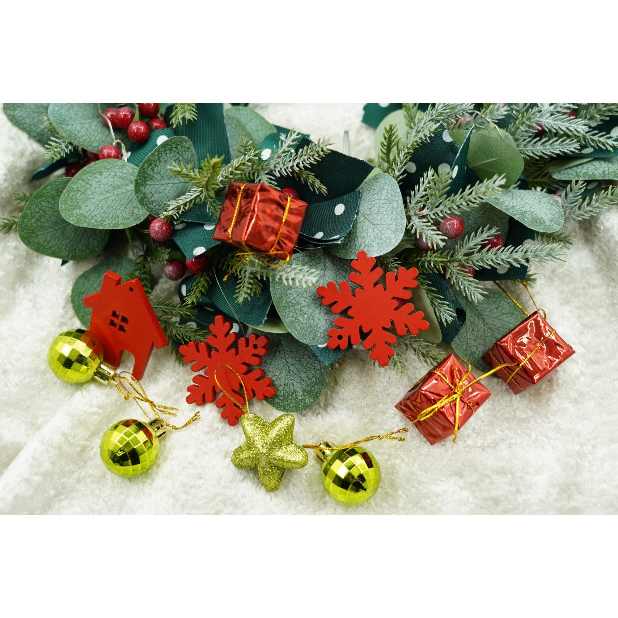 Set de 24 ornamente de brad, Flippy, de tip Glob, Rosu/ Auriu, din polistiren, cu finisaj sclipitor , cutie 3 cm adancime x 20 cm lungime x 14 cm inaltime-2