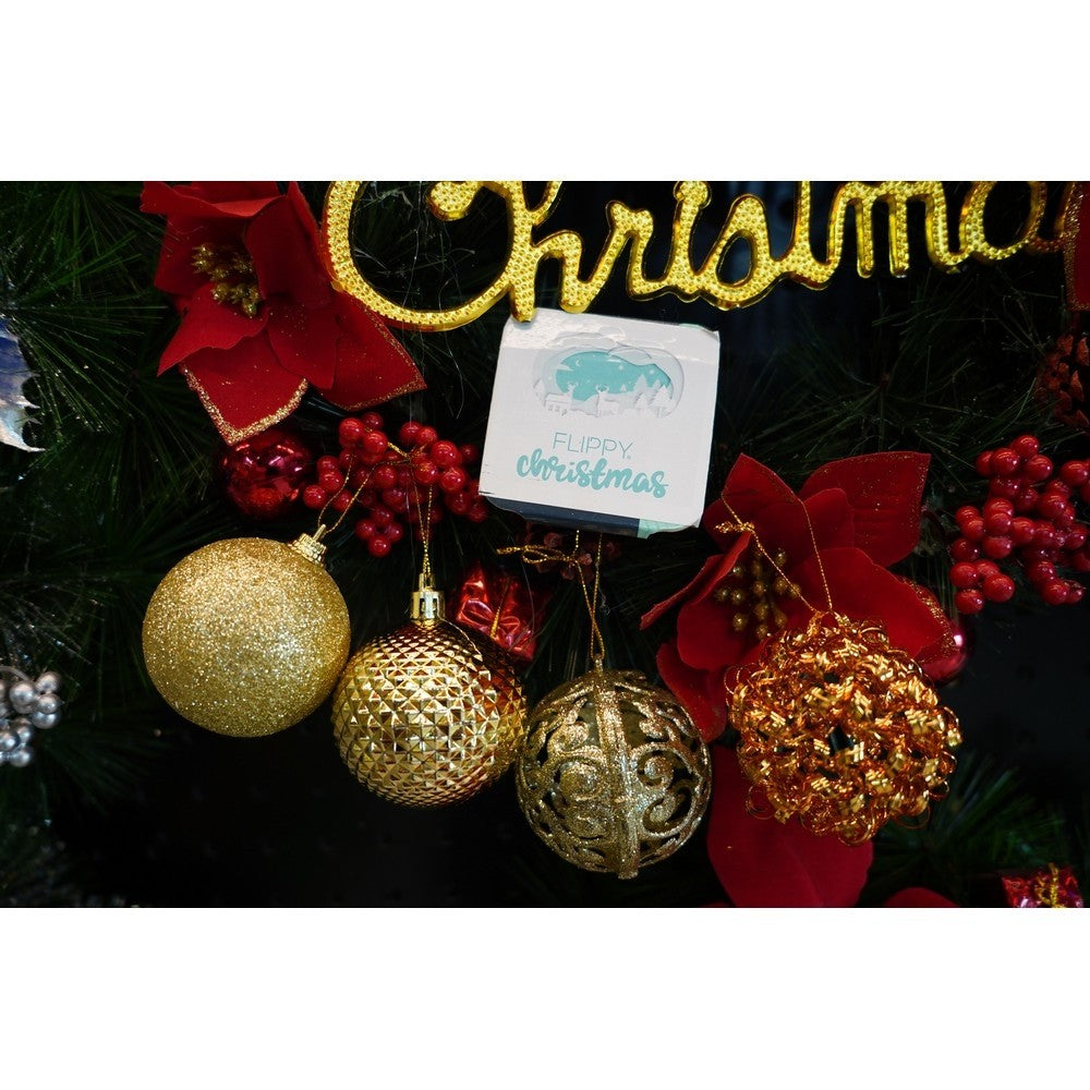 Set de 28 ornamente de brad, Flippy, de tip Glob, Cupru/ Auriu, din polistiren, cu finisaj sclipitor , cutie 18 cm adancime x 22 cm inaltime x 18 cm lungime)-9