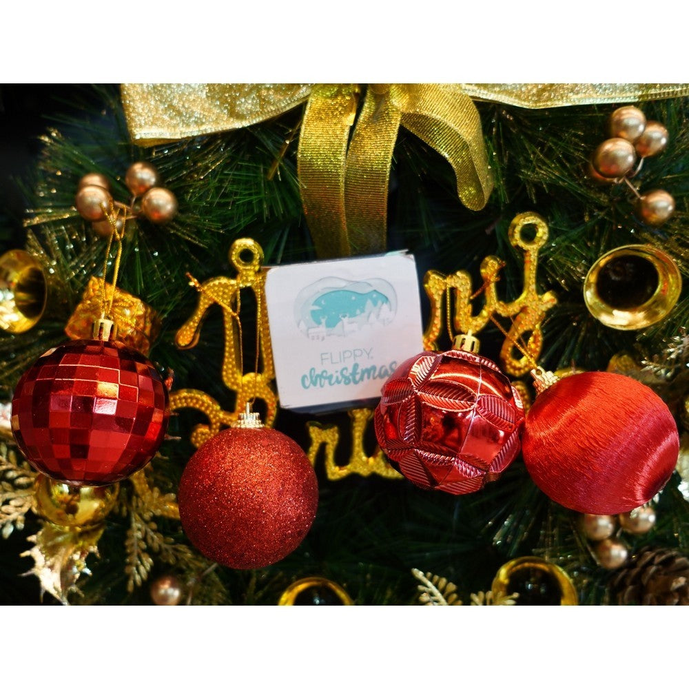 Set de 28 ornamente de brad, Flippy, de tip Glob, Rosu, din polistiren, cu finisaj sclipitor , cutie 18 cm adancime x 22 cm inaltime x 18 cm lungime)-8
