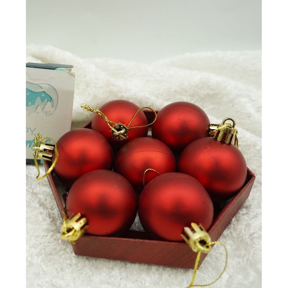 Set de 35 ornamente de brad, Flippy, de tip Glob, Rosu, din polistiren, cu finisaj sclipitor , cutie 11 cm adancime x 19 cm inaltime x 11 cm lungime)-9