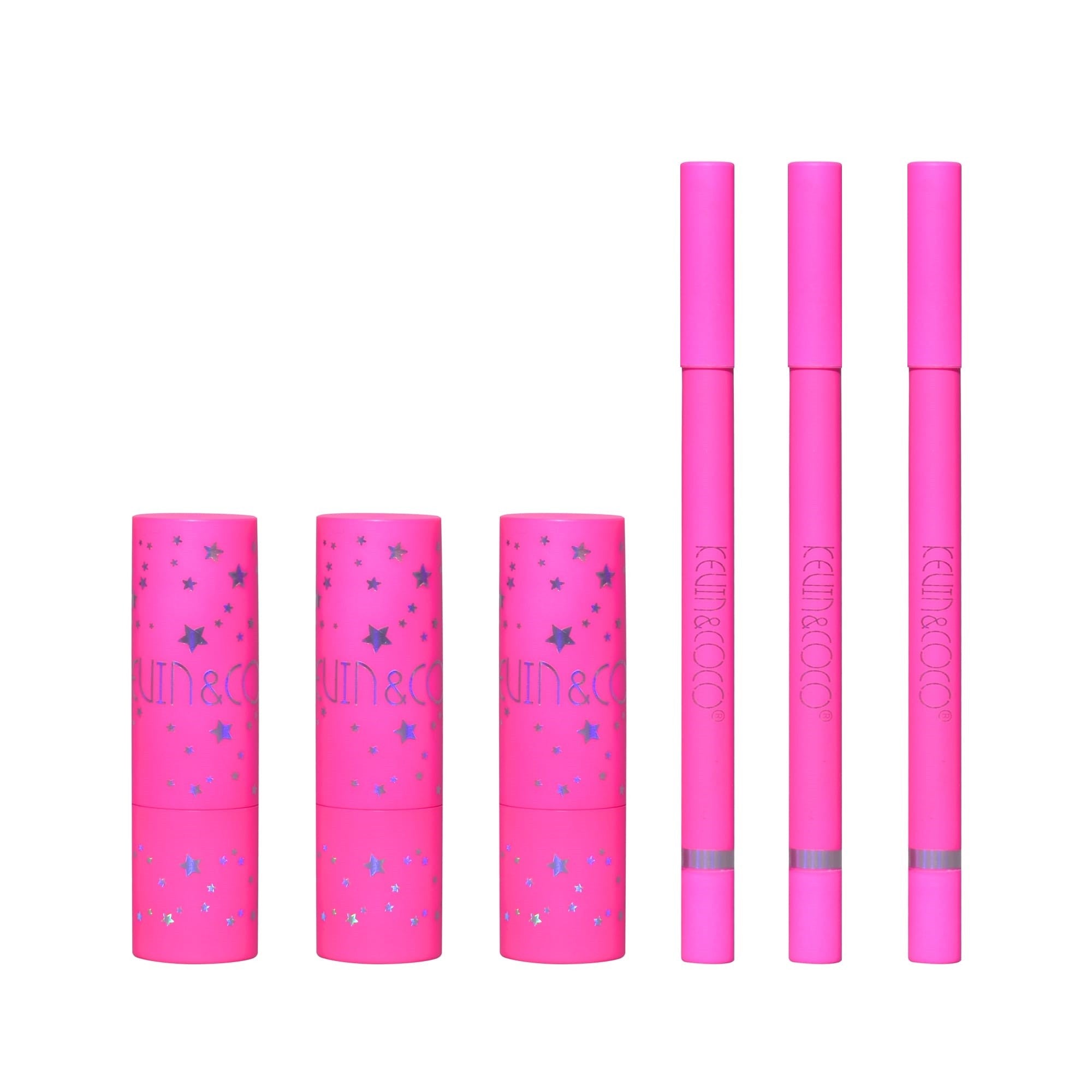 Set de Buze, KEVIN & COCO, Stay Wild, 3 Lip Stick-uri si 3 Creioane de Buze, 16.1 x 16 x 2.6 cm, Nuante Calde-4