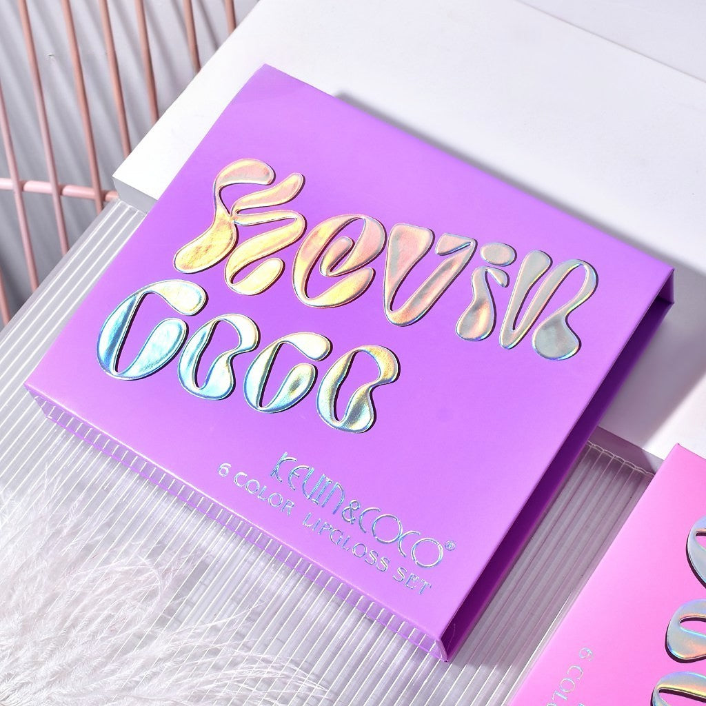 Set de Buze, KEVIN COCO, Violet Girl, 6 Lip Gloss-uri, 17 x 14.8 x 2.9 cm, Roz/Rosu/Mov-3