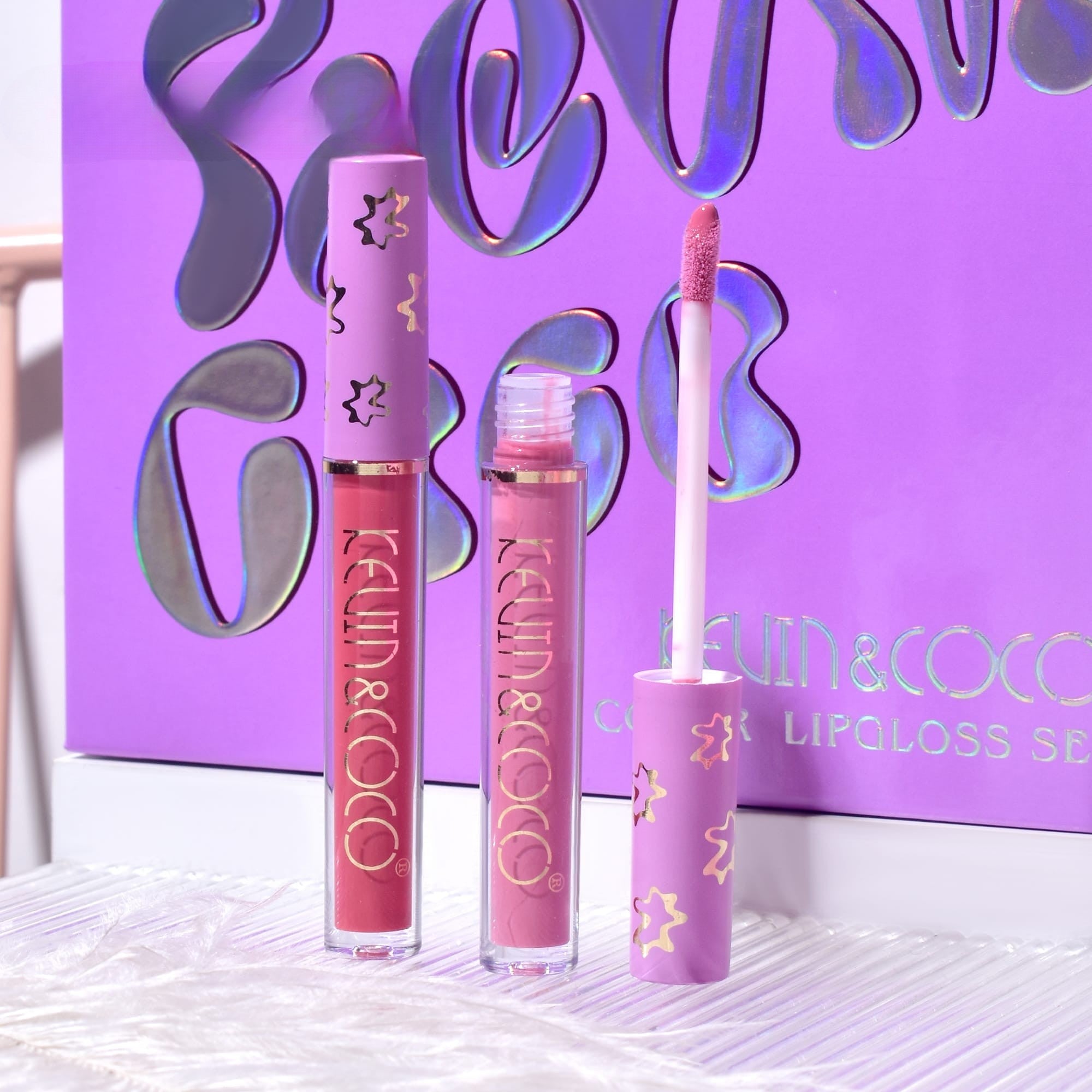 Set de Buze, KEVIN COCO, Violet Girl, 6 Lip Gloss-uri, 17 x 14.8 x 2.9 cm, Roz/Rosu/Mov-5