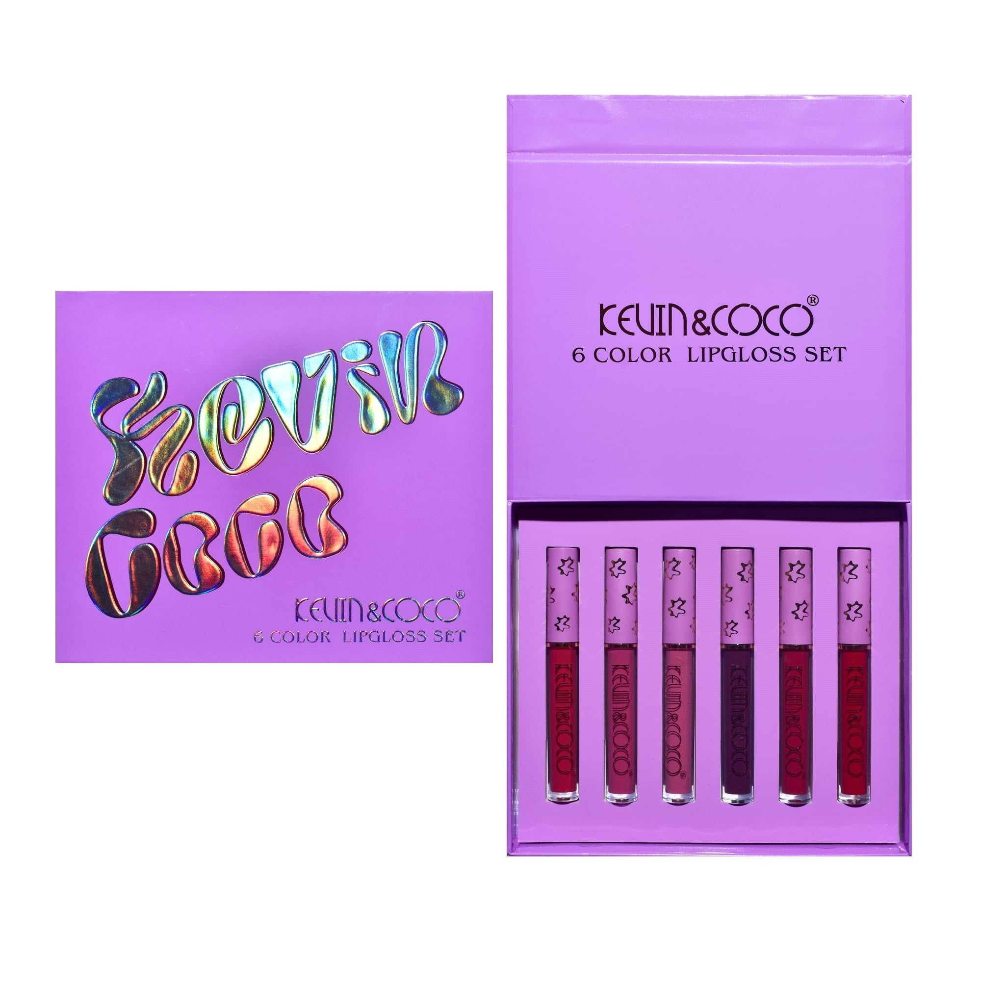 Set de Buze, KEVIN COCO, Violet Girl, 6 Lip Gloss-uri, 17 x 14.8 x 2.9 cm, Roz/Rosu/Mov-8