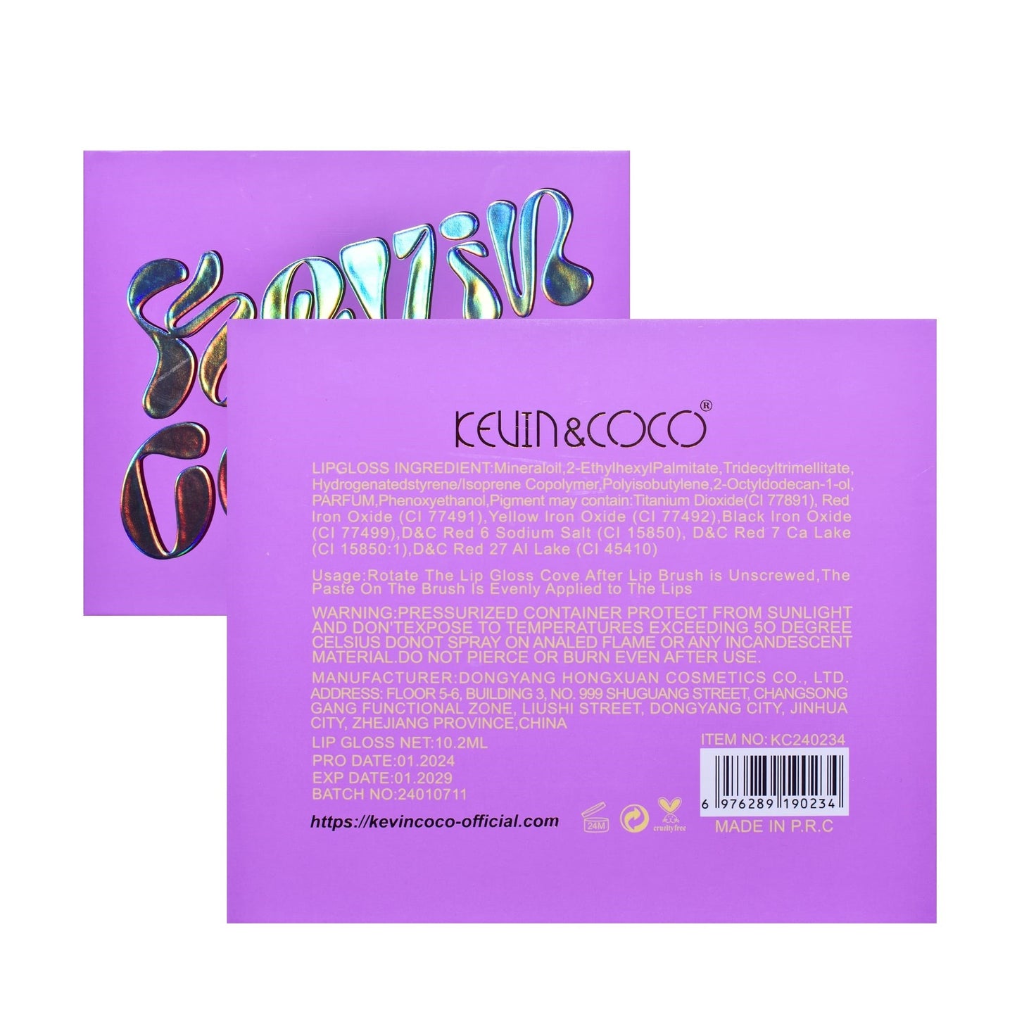 Set de Buze, KEVIN COCO, Violet Girl, 6 Lip Gloss-uri, 17 x 14.8 x 2.9 cm, Roz/Rosu/Mov-9