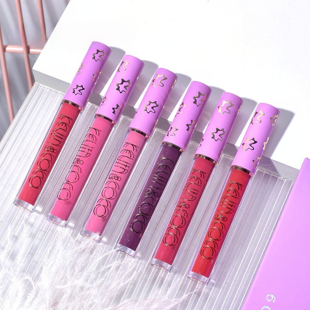 Set de Buze, KEVIN COCO, Violet Girl, 6 Lip Gloss-uri, 17 x 14.8 x 2.9 cm, Roz/Rosu/Mov-0