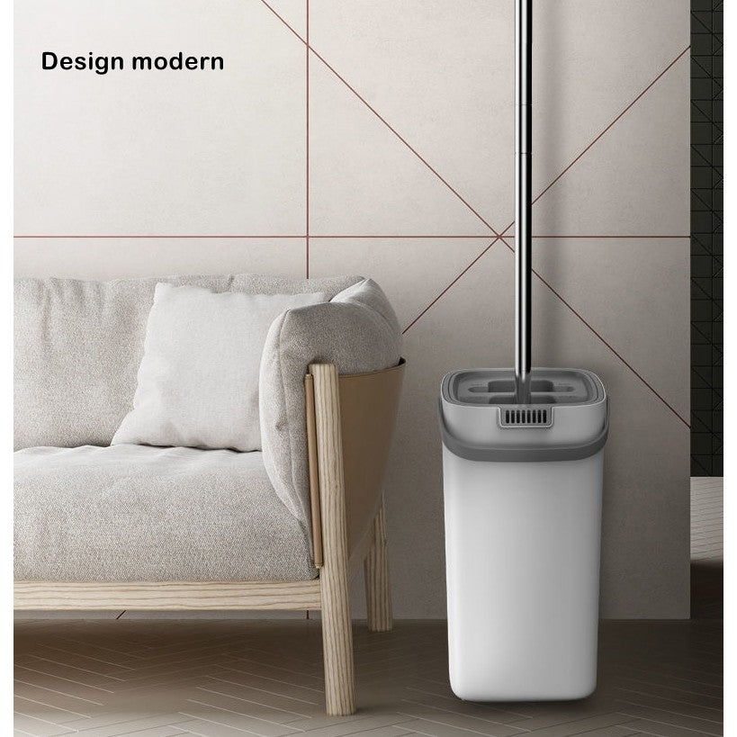 Set de curatenie Flippy, mop si galeata, galeata 5.7 l, 4 rezerve microfibra incluse, design modern, pentru interior, material plastic, peri sintetici, plat, cu storcere, alb-2
