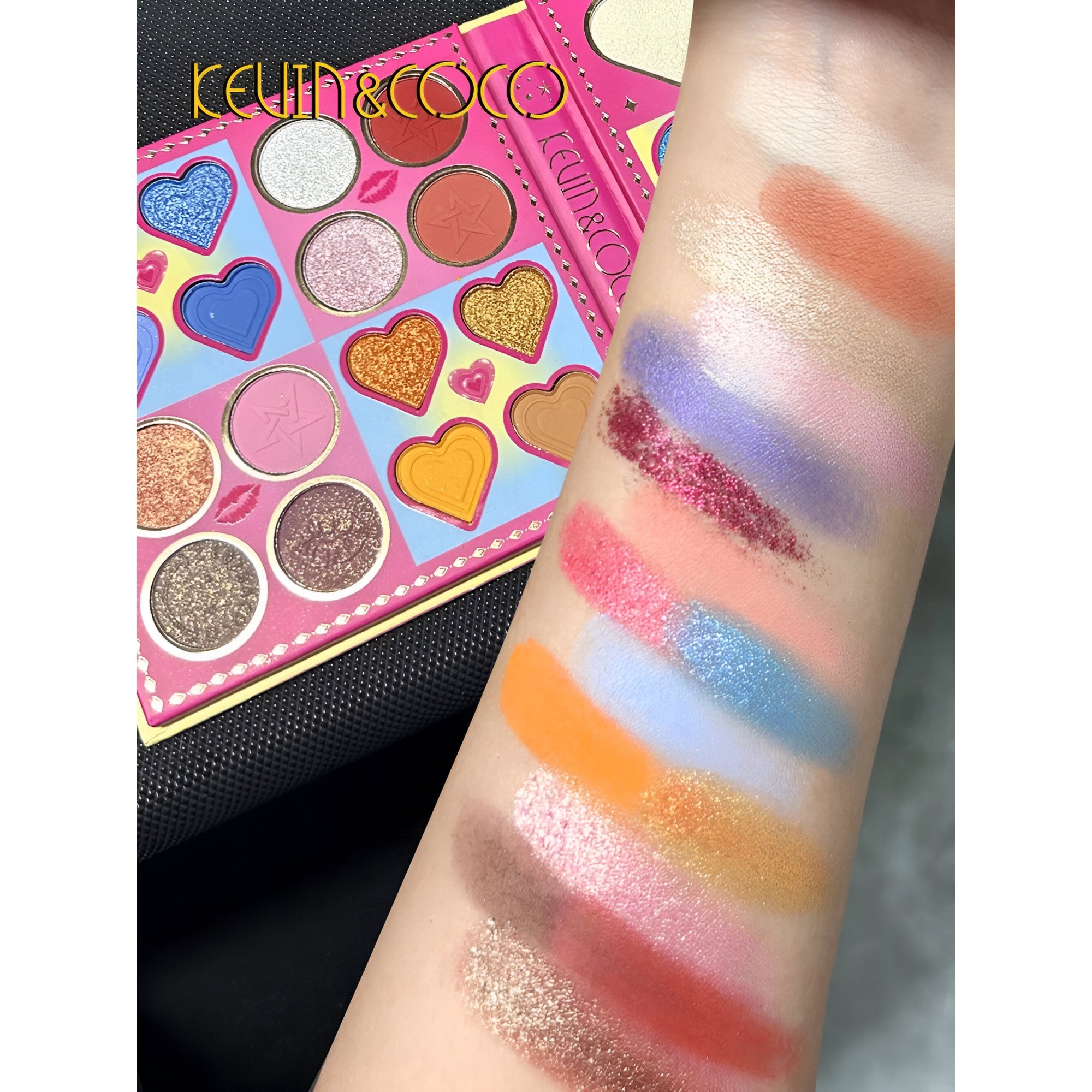 Set de Machiaj, Kevin & Coco, 26 de Culori, Pigmentate, Fard de ochi, Ruj, Gloss, Fard Obraz, 19x18x2 cm, Diferite Nuante-4