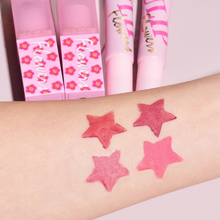 Set de Machiaj, KEVIN & COCO, 22 Culori, Model Lalele, 2 Palete de Farduri, 2 Lip Gloss-uri, 2 Lip Stick-uri, 1 Oglinda Inimioara, 15.7 x 21 x 4 cm, Multicolor-6