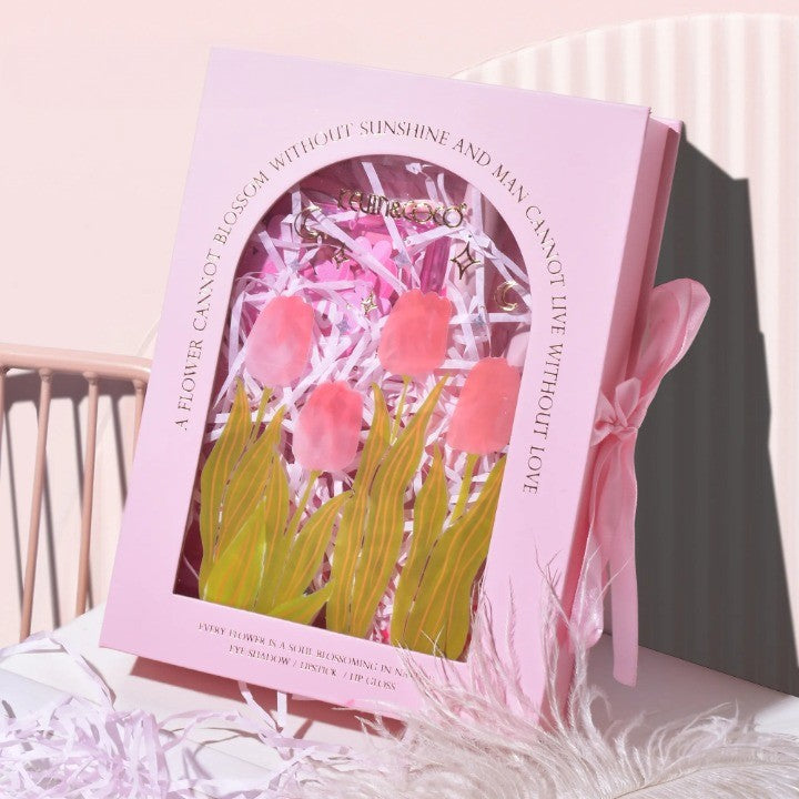 Set de Machiaj, KEVIN & COCO, 22 Culori, Model Lalele, 2 Palete de Farduri, 2 Lip Gloss-uri, 2 Lip Stick-uri, 1 Oglinda Inimioara, 15.7 x 21 x 4 cm, Multicolor-8