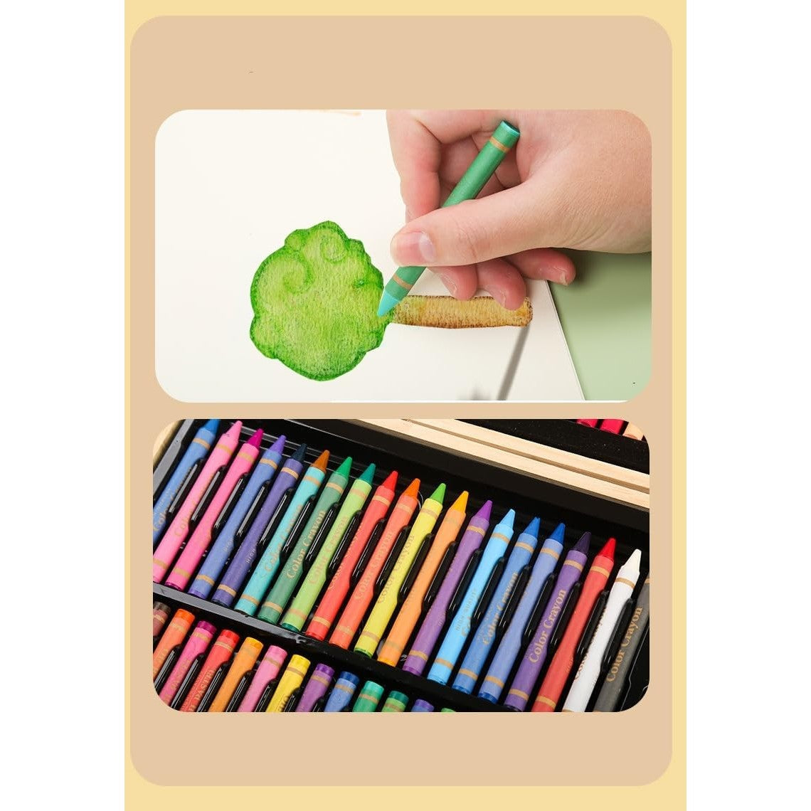 Set 180 Piese pentru Desen si Pictura, Flippy, Tip Servieta din Lemn, Model Natur, 46 x 30.9 x 4.1 cm, Multicolor-5