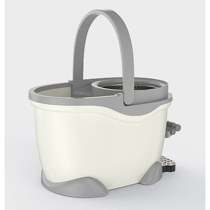 Set Galeata cu Pedala si Mop Rotativ 360°, Flippy, Cu Actiune Centrifuga x4, Pentru Uz Casnic, Maner din Otel Inoxidabil Telescopic, 2 Capte din Bumbac, 46x30x28 cm, Alb Ivoir-7