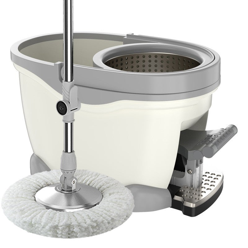 Set Galeata cu Pedala si Mop Rotativ 360°, Flippy, Cu Actiune Centrifuga x4, Pentru Uz Casnic, Maner din Otel Inoxidabil Telescopic, 2 Capte din Bumbac, 46x30x28 cm, Alb Ivoir-8