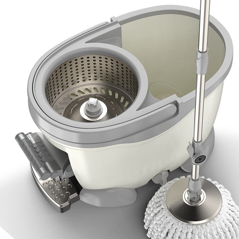 Set Galeata cu Pedala si Mop Rotativ 360°, Flippy, Cu Actiune Centrifuga x4, Pentru Uz Casnic, Maner din Otel Inoxidabil Telescopic, 2 Capte din Bumbac, 46x30x28 cm, Alb Ivoir-9