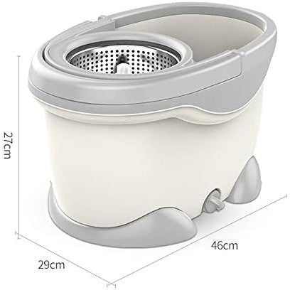 Set Galeata si Mop Rotativ 360°, Flippy, Cu Dubla Actiune Centrifuga, Pentru Uz Casnic, Maner din Otel Inoxidabil Telescopic, 2 Capte din Bumbac, 46x27x29 cm, Alb-1